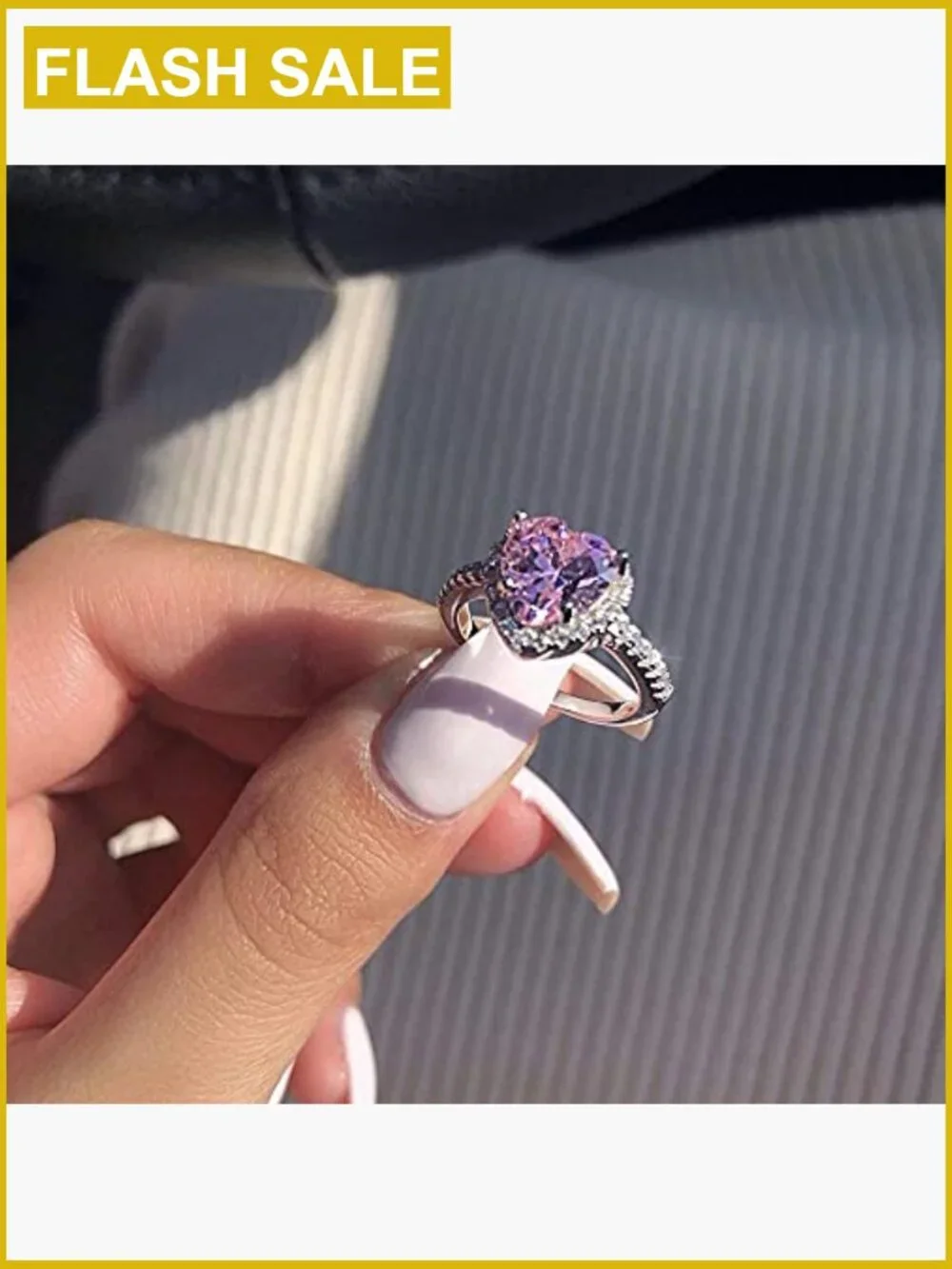 925 Sterling Silver Heart CZ Cocktail Ring - Engagement Wedding Band Women Size